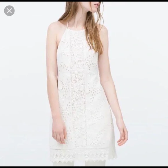 Zara white halter dress best sale